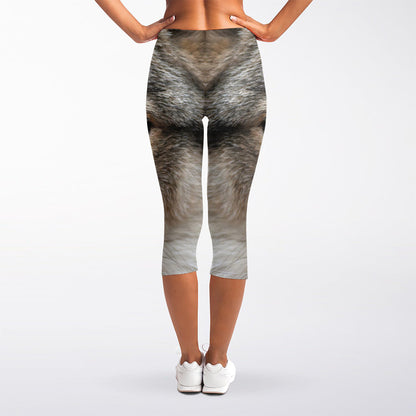 Jungle Wolf Print Women's Capri Leggings