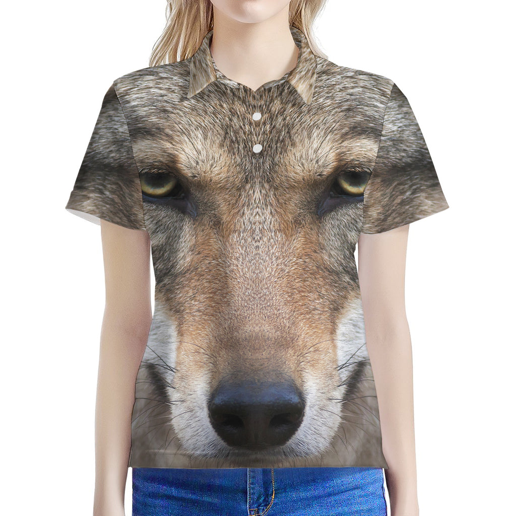 Jungle Wolf Print Women's Polo Shirt