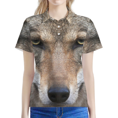Jungle Wolf Print Women's Polo Shirt
