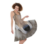 Jungle Wolf Print Women's Sleeveless Dress