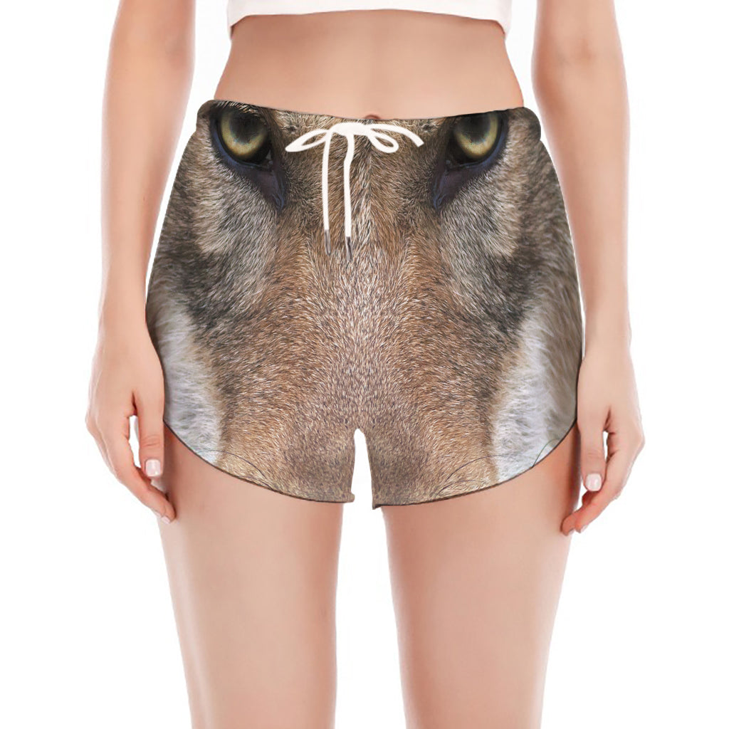Jungle Wolf Print Women's Split Running Shorts