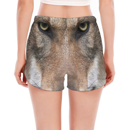 Jungle Wolf Print Women's Split Running Shorts