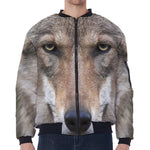 Jungle Wolf Print Zip Sleeve Bomber Jacket