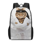 Karate Cat Print 17 Inch Backpack