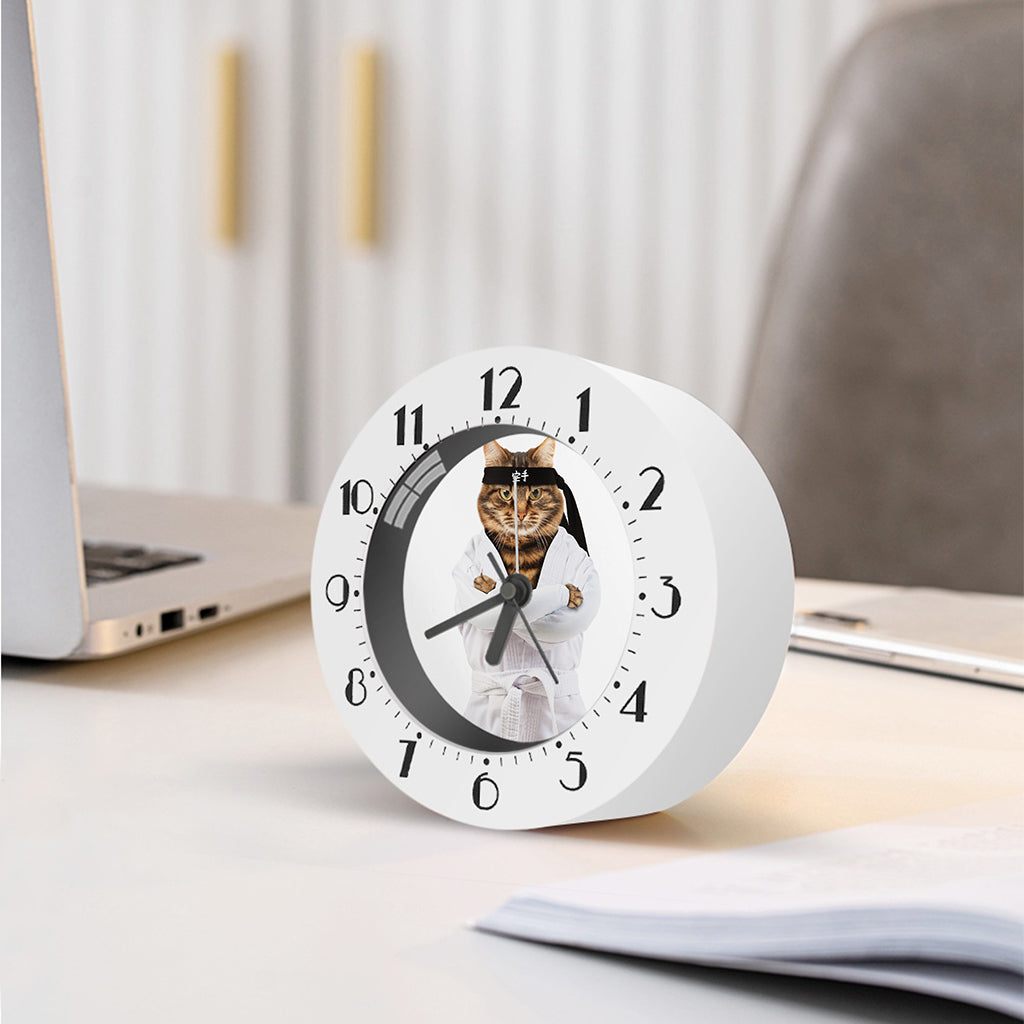 Karate Cat Print Alarm Clock