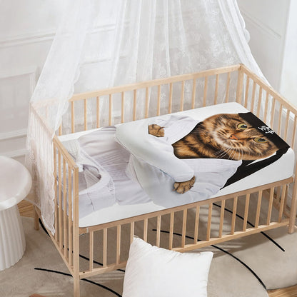 Karate Cat Print Baby Crib Sheet