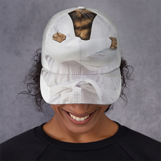 Karate Cat Print Baseball Cap