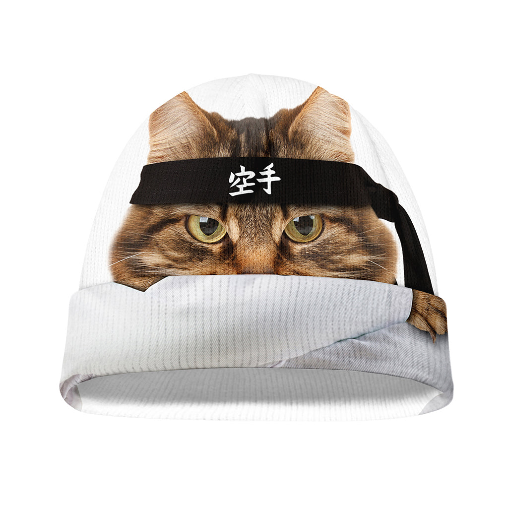 Karate Cat Print Beanie