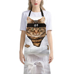 Karate Cat Print Bib Apron With Pocket