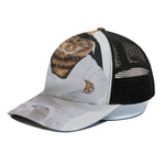 Karate Cat Print Black Mesh Trucker Cap