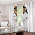 Karate Cat Print Dimout Grommet Curtains