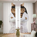 Karate Cat Print Dimout Pencil Pleat Curtains