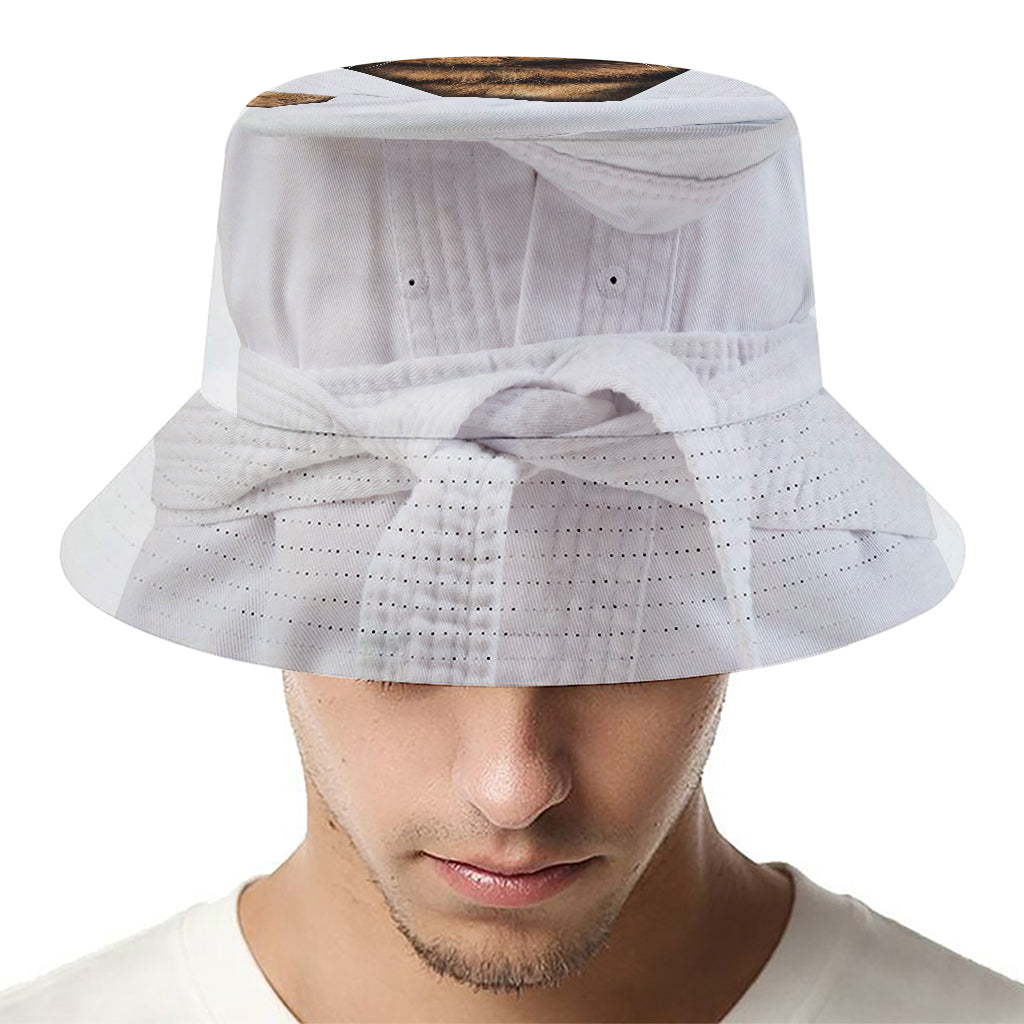 Karate Cat Print Bucket Hat
