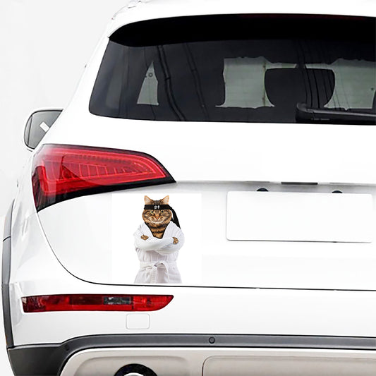 Karate Cat Print Car Sticker