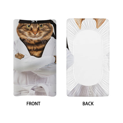 Karate Cat Print Changing Pad Cover