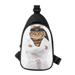 Karate Cat Print Chest Bag