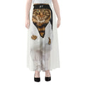Karate Cat Print Chiffon Maxi Skirt