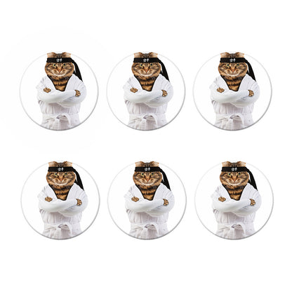 Karate Cat Print Coaster Set