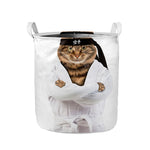 Karate Cat Print Collapsible Laundry Basket