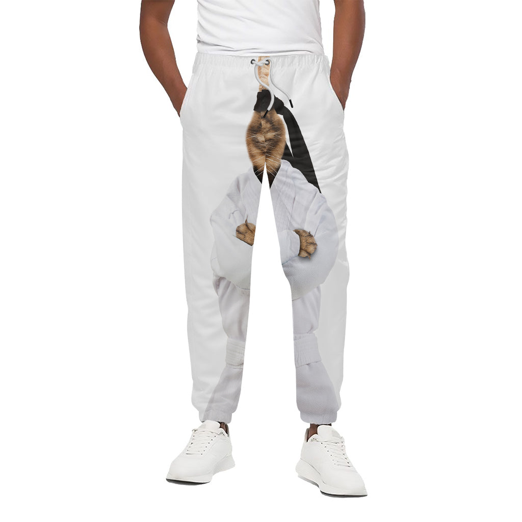 Karate Cat Print Cotton Pants