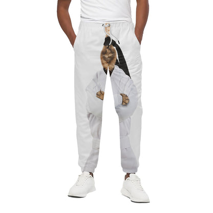 Karate Cat Print Cotton Pants