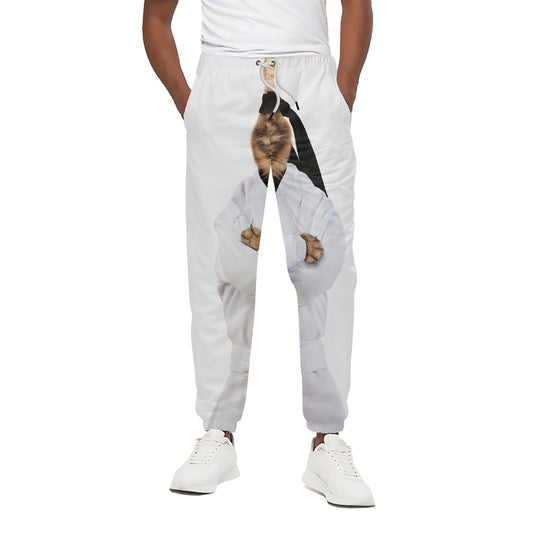 Karate Cat Print Cotton Pants