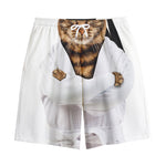Karate Cat Print Cotton Shorts