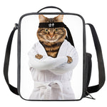 Karate Cat Print Crossbody Lunch Bag