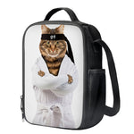 Karate Cat Print Crossbody Lunch Bag