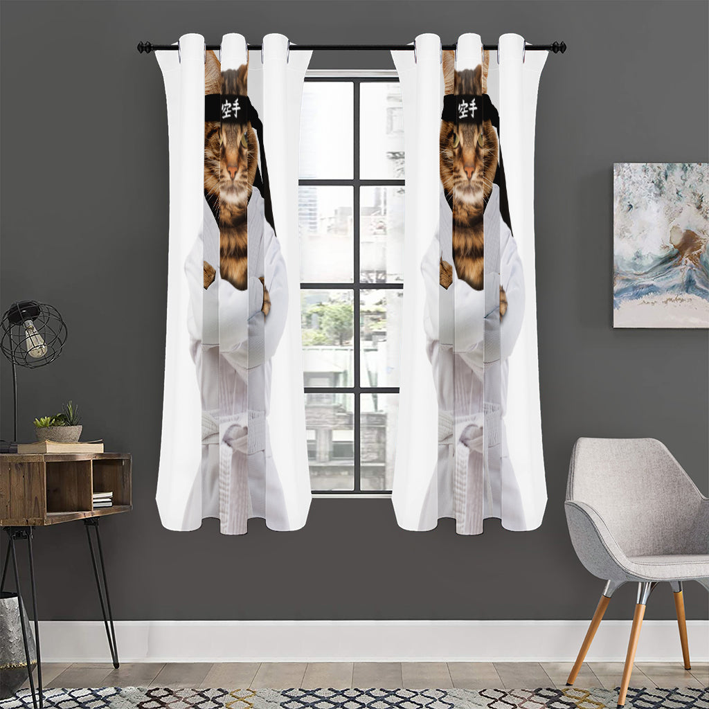 Karate Cat Print Curtain