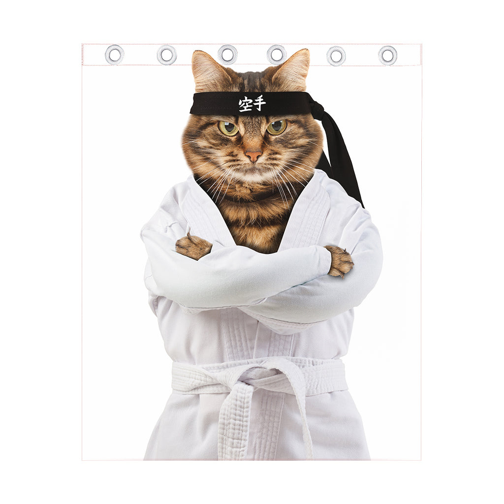 Karate Cat Print Curtain