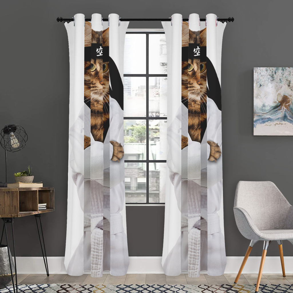 Karate Cat Print Curtain
