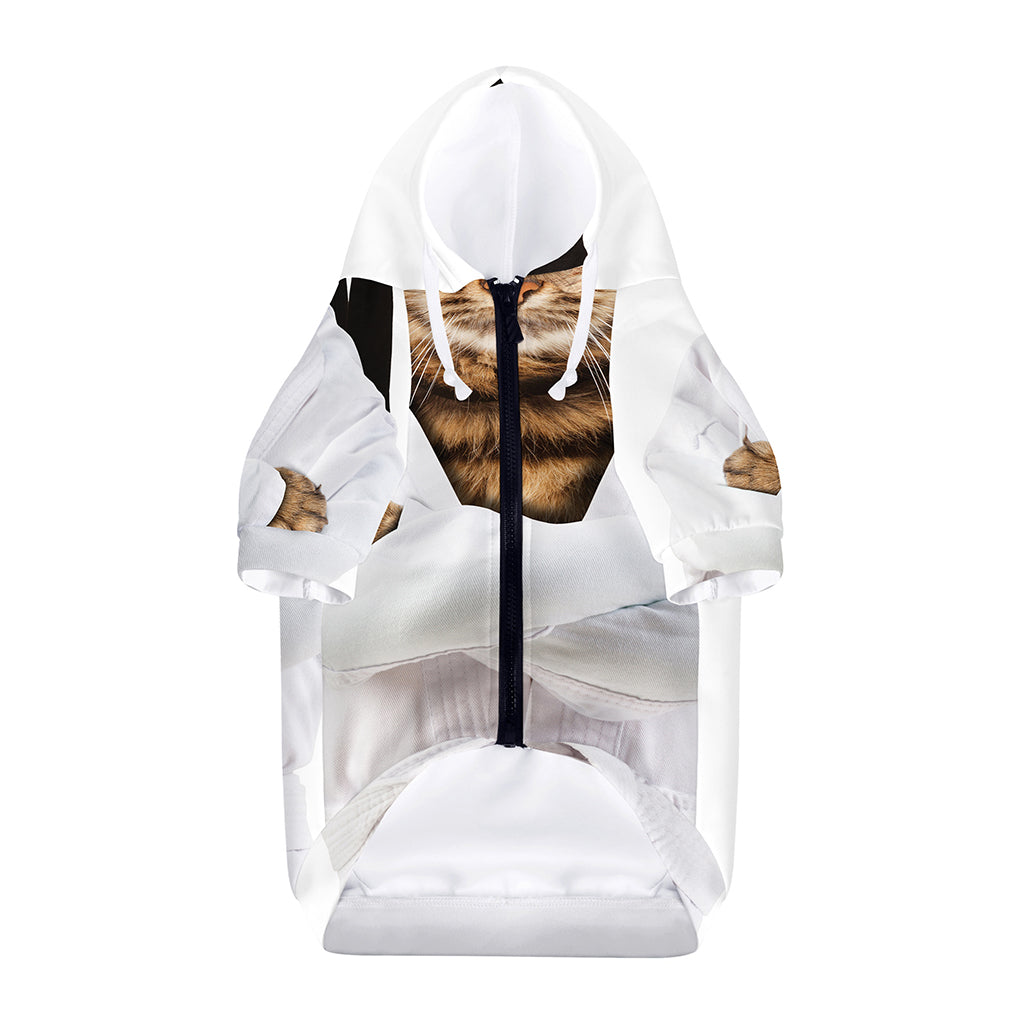 Karate Cat Print Dog Zip Up Hoodie