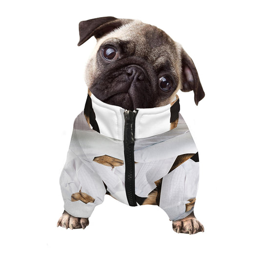 Karate Cat Print Dog Zip Up Jacket