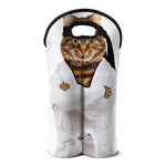 Karate Cat Print Double Neoprene Wine Tote