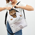 Karate Cat Print Drawstring Backpack