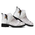 Karate Cat Print Flat Ankle Boots