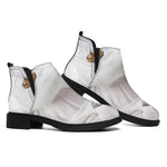 Karate Cat Print Flat Ankle Boots