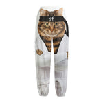 Karate Cat Print Fleece Lined Knit Pants