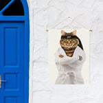 Karate Cat Print Garden Flag