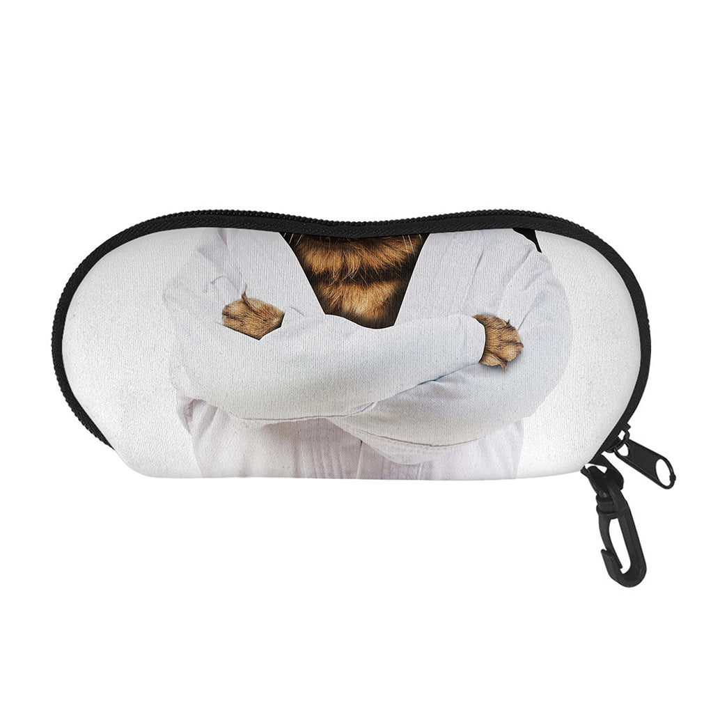 Karate Cat Print Glasses Case