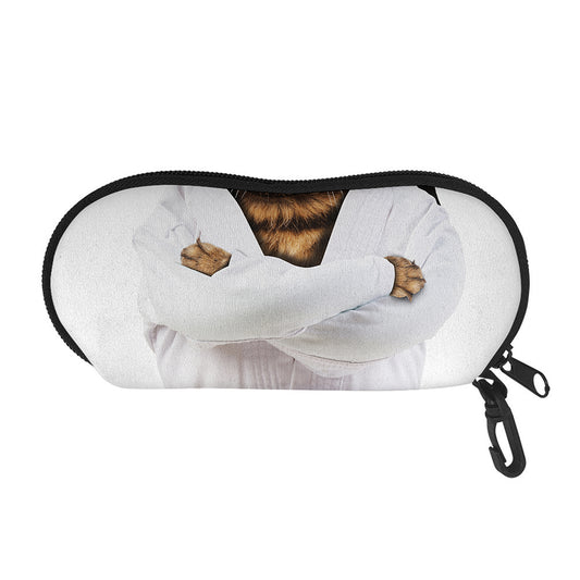 Karate Cat Print Glasses Case