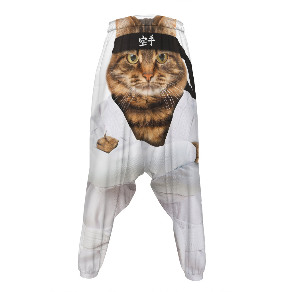 Karate Cat Print Hammer Pants
