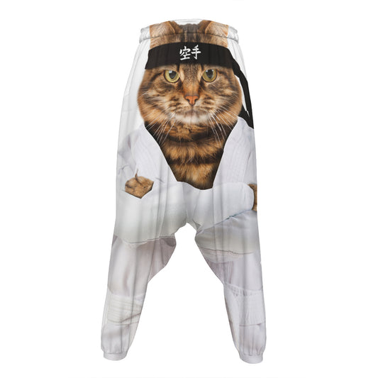 Karate Cat Print Hammer Pants
