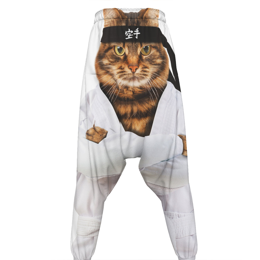 Karate Cat Print Hammer Pants