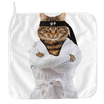 Karate Cat Print Hand Towel