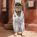 Karate Cat Print Harem Pants