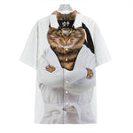 Karate Cat Print Hawaiian Shirt