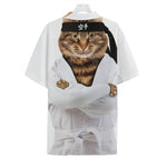 Karate Cat Print Hawaiian Shirt