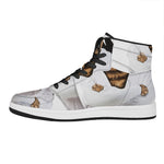 Karate Cat Print High Top Leather Sneakers